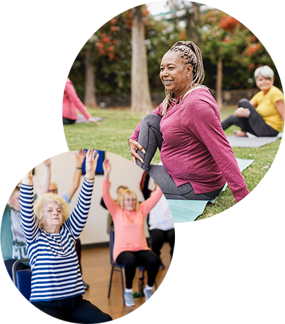 Women doing fitness activities