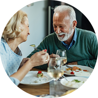 A couple enjoying food together